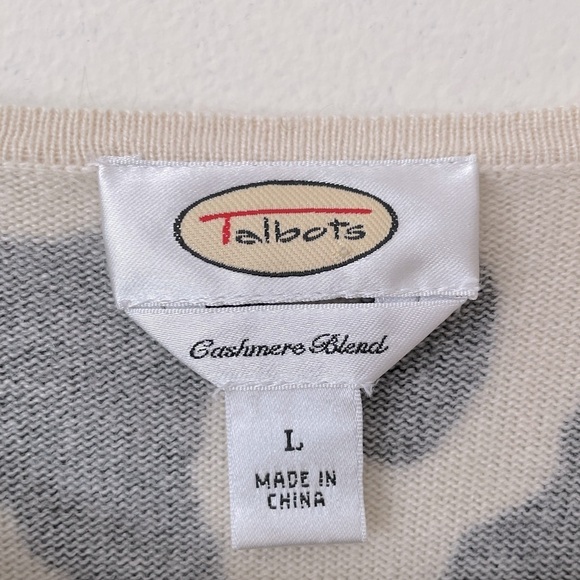Vintage Cashmere/Silk Blend Cow Print Talbots Crewneck Sweater size L - Picture 8 of 8
